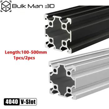 1/2 бр. алуминиев профил с V-образно пазом 4040, экструзионный линеен релса 100-500 мм за 3D-принтер с ЦПУ, сребристо-черен