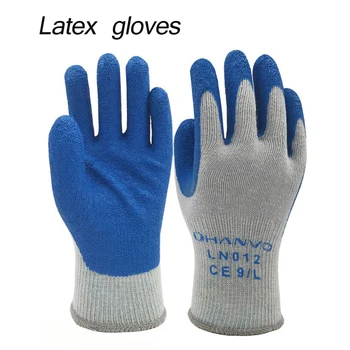 10 двойки утолщенных работни ръкавици, нескользящие износоустойчиви ръкавици, латексови ръкавици за строителство, дърводобив, добив на полезни изкопаеми, дървени работни