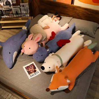 100/120 см, плюшен възглавница с изображение на дракон от карикатура, играчки, пълнени бяло мече, кукла-акула, дълга възглавница за сън, за момичета, подарък за момчета