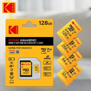 10шт Kodak Micro SD Карти 64 GB Карта Памет от Клас 10, 128 GB Едро Флаш Карта 256 GB 32 GB V30 U3 cartao de memoria За Телефон