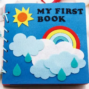 1бр син ръчно изработени Бебешки Quiet My First Book Играчки за деца за ранно обучение на Обучаващи Лесно шиене Филц САМ материал помещение