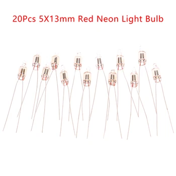 20pcs Неон индикатор лампа Червени знаци 5 мм Неонова лампа с нажежаема жичка 5x13 мм 220 В Неонови индикаторные лампи Бутон за включване лампи