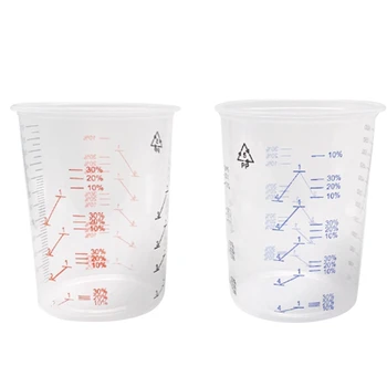 25 Пластмасови чашки за смесване на бои, капацитет за смесване обем 600 мл за прецизно смесване на бои и течности (произволен цвят)