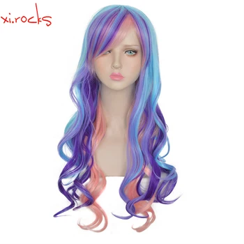 3031B Хелоуин Вечерни цветни за жени Дълга къдрава коса от синтетични высокотемпературного влакна Ombre за cosplay
