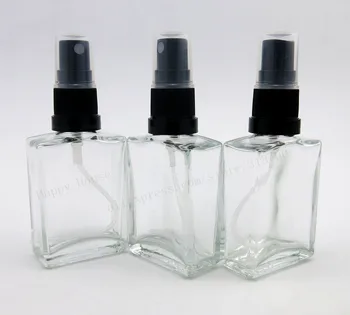 360 бр./лот, 1 унция, 30 ml, квадратен стъклен флакон за парфюм, спрей, контейнер за парфюм с пистолет черно мъгла, прозрачна бутилка