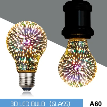 3D Цветни Led Крушка на Едисон E27 6 W 85-265 В, Реколта Лампа За Украса Заря, Коледна Ампула, Led Лампа за Осветление