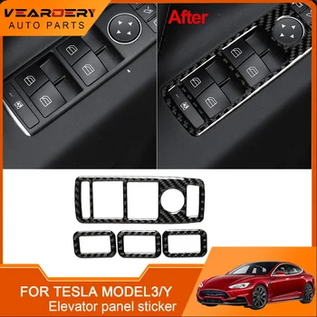 4X Довършителни панел стеклоподъемника от въглеродни влакна, подходяща за Tesla Model S/X 14-19