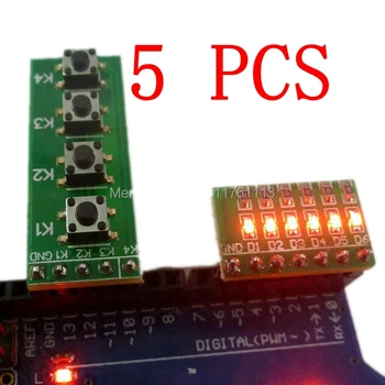 5 Бр. led + Комплект бутони За Arduino За UNO MEGA2560 Mini Pro Nano Поради разработка на Raspberry Pi Teensy + ARM, AVR PIC