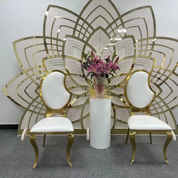 50ШТ Китай доставчик златна метална рамка от неръждаема стомана банкетна сватбен стол