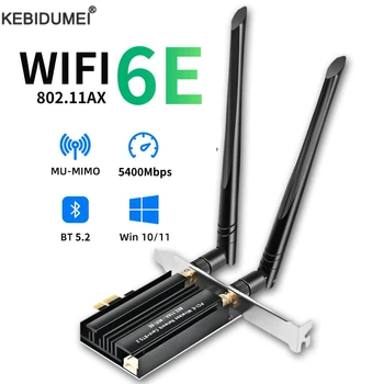 5400 Mbps Wi-Fi 6E PCIe Безжична Мрежова карта 2,4 G /5G /6GHz WiFi Адаптер Bluetooth 5,2 PCI Express WiFi Карта За PC Win 11/10