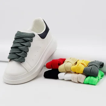 8 цвята, еднослоен широки плоски шнурове от полиестер и памук ширина 2 см, однотонная Ежедневни обувки за мъже и жени, многоцветен по поръчка