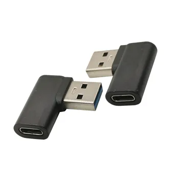 90-градусов адаптер конектор USB 3.0 Male-Type C Female с ляв прав ъгъл