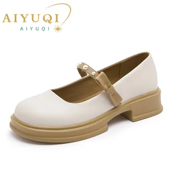 AIYUQI/ Дамски обувки Mary Jane; Колекция 2023 Г.; Пролетно Новост; Лоферы От естествена кожа За момичета; Дамски Обувки в стил Лолита 