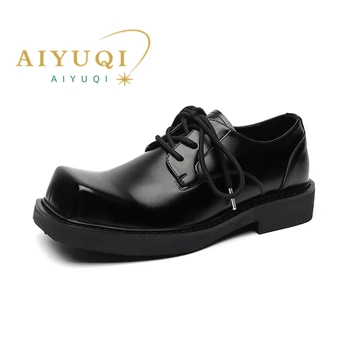 AIYUQI/мъжки лоферы в ретро стил 2023, пролет-есен, нови мъжки модел обувки, бизнес обувки-дерби на платформата сошнуровкой, мъжки обувки-дерби