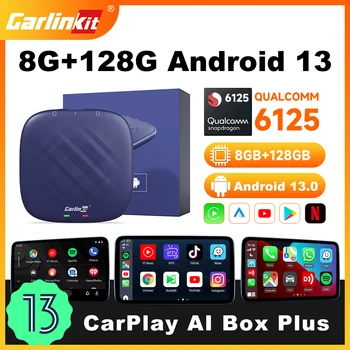 Android 13 CarlinKit CarPlay Ai TV Box Netflix IPTV Безжичен Android Авто и адаптер CarPlay QCM6125 Точка за достъп 4GLTE GPS Play Store