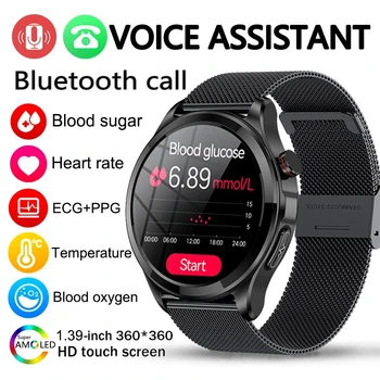 Bluetooth предизвикателство Мъжки умен часовник Нивото на захар в кръвта, ЕКГ + ТОЧКИ Автоматичен инфрачервен кислород в кръвта, сърдечната Честота кръвно налягане здраве смарт часовници