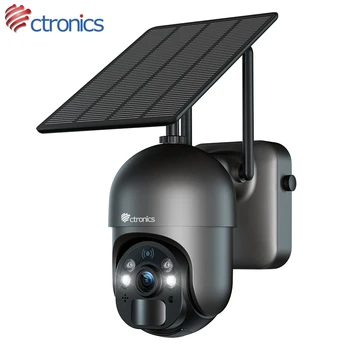 Ctronics камера за сигурност Соларен панел, WiFi външна батерия е 10 000 mah PIR IP камера за откриване на човек 360 PTZ 1080P нощно виждане ВИДЕОНАБЛЮДЕНИЕ