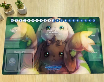 Digimon Playmat Terriermon Lopmon DTCG TCG CCG Игра стратегията за Игра на Карти Мат Аниме Подложка За Мишка Гумена Тенис на Мат Безплатен Чанта 60x35 см