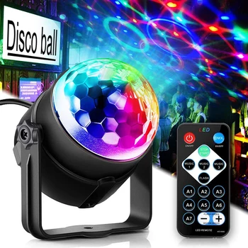 DJ Диско осветление, led проектор, стробоскоп, RGB диско топка, празнични светлини, рожден Ден, автомобилен клуб, бар, караоке, Коледен звук, активен