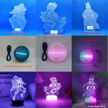 Genshin Impact акрилен лист дъска аниме фигурка 3D led нощна светлина база за детска домашна лампа Декор Илюзия подарък Venti Nahida Cyno