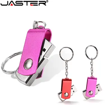 JASTER USB Флаш памети Реалния Капацитет за съхранение 64 GB Въртящата се Метална Писалка-Устройство за съхранение 32 GB Безплатна Верижка За ключове Подаръци Мини Сребърна Карта-Памет от 16 GB, 8 GB