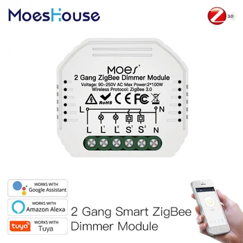 MoesHouse Мини САМ Sasha ZigBee Smart 2/Gang Модул Диммера светлина се Изисква Hub, Smart Life Алекса Google Home Гласово Управление