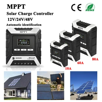 MPPT Слънчево Управление 10А 20А 30A 40A 50A 60A 80A 12 В 24 В 48 НА Автоматично Адаптер за LCD Дисплей Самостоятелен Контролер за Слънчеви зареждане