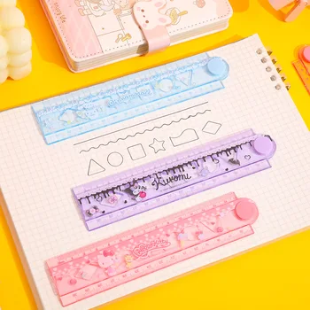 Sanrio MyMelody Cinnamoroll Kuromi Hello Kitty, прозрачна линийка, канцеларски материали, аксесоари за Kawai, инструмент за рисуване, сладки ученически пособия