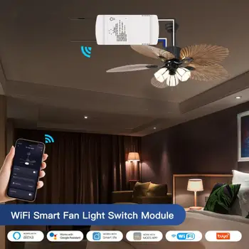 Sasha умен вентилатор Модул на ключа на светлината Wifi + RF433 дистанционно управление сцената Задължителни Регулиране на скоростта на вентилатора умен дом чрез Алекса Google Home