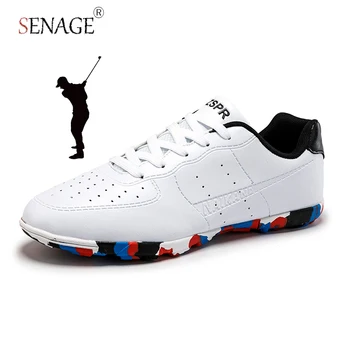 SENAGE, нова мъжки обувки за голф в класически стил, нескользящая спортни обувки без шипове, обувки за голф, луксозни дишащи маратонки за бягане