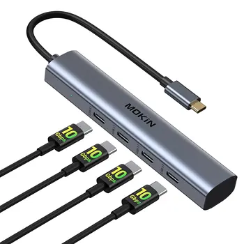 USB C Hub, 10 Gbit/с C USB Сплитер за лаптоп, 4 USB Порта C за C USB Хъб, Многопортовый Адаптер за MacBook Pro/Air, iPad, Телефон, Surface