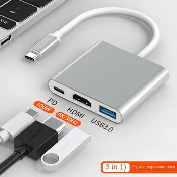 USB3.0 3в1 HUB Type-c Hub VGA Адаптер HDMI HD, 4k Екран за Проектор PD100W Док-Станция за Зареждане на 4K за MacBook AirPro Samsuag