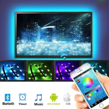 Wifi Led Водоустойчива Лента Usb 5V RGB SMD5050 Водоустойчива Гъвкава Неонова Светлинна Лента за PC TV Led Лампа Приложение Bluetooth Управление