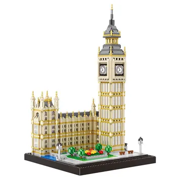 Архитектура Биг Бен Даймънд Сити Микро мини тухли модел строителни блокове набор от Лондонската часовникова кула Елизабет