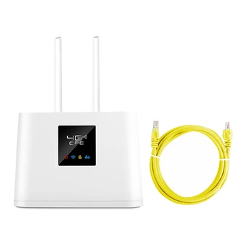 Безжичен рутер 4G 150 Mbps с 2 антени, вграден слот за SIM-карти, поддръжка на максимум 20 потребители (штепсельная щепсел САЩ)