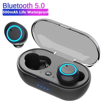 Безжична слушалка Y50 TWS Спортни слушалки 5.0 Bluetooth Детска слушалка Микрофон безжични слушалки за мобилен телефон Lenovo, LG