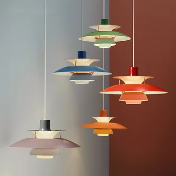 Висящи лампи в скандинавски стил, цветни художествени чадъри, висящи лампи, спалня, трапезария, интериор за дневната, лампа за ресторант