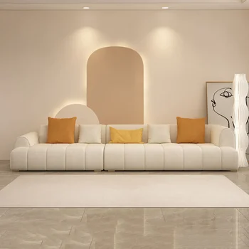 Всекидневна с разтегателен диван в скандинавски стил с дървено покритие Луксозна модерна форма на дивана легло Диван за хол Етаж Moveis Para Casa Луксозно обзавеждане
