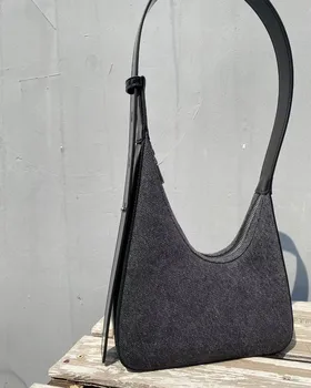 Дамски дънкови чанта от естествена кожа във формата на полумесец под формата на луната, най-доброто качество, лукс за почивка