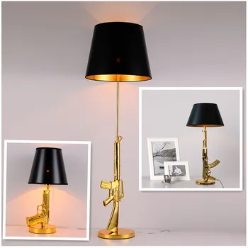 Дизайнерски лампи, галванична лампа за пистолет ak47, Тенис на декор, златен, сребърен лампиона, творчески метални лампи за четене