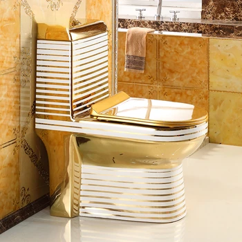 Европейски стил Арт златен едно парче тоалетка с гравитационным на потока за миене на съдове