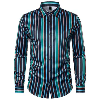 Ежедневни ризи с 3D шарени графичен принтом за мъже, есенна блуза с дълъг ръкав, мъжки дрехи с отложным яка, потници, облекло