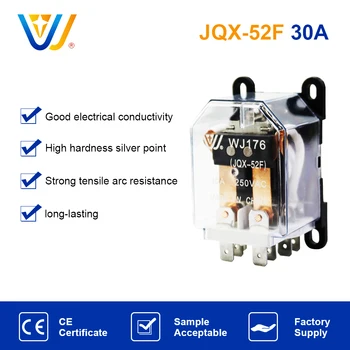 Електрическо реле JQX-52F 2Z 30A Мощно реле 12V 24VDC 220VAC Сребърен контакт PCB Реле