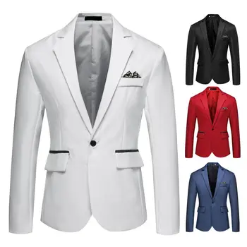 Есента на мъжкото сако, палто, ретро сако копчета, черно, бяло, случайни мъжки блейзър, бизнес палто за сватбени партита, костюми, потници, връхни дрехи
