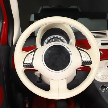 За 2010-15 Fiat 500 ABS, въглеродни влакна, автомобилен стайлинг, бутон на волана, декоративна рамка, аксесоари за защита на вътрешността на колата