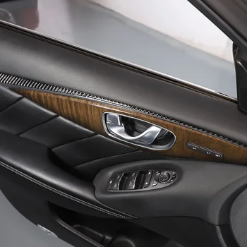 За Infiniti Q50 Q50L 2015-2022 мека тапицерия вътрешната врата на колата е от въглеродни влакна, защитен стикер, аксесоари за промяна на интериора