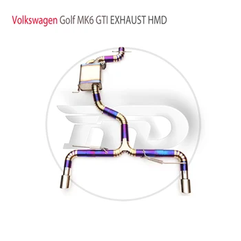 Изпълнението изпускателни системи HMD от титанова сплав Catback за Volkswagen Golf MK6 GTI 2.0 T вентил със заглушител