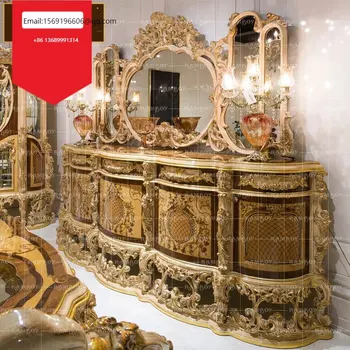 Италиански луксозен страничната маса за хранене, гардероб, европейски стил, страничен шкаф за всекидневната, издълбани шкаф за съхранение на чай от масивна дървесина, шкаф за веранди