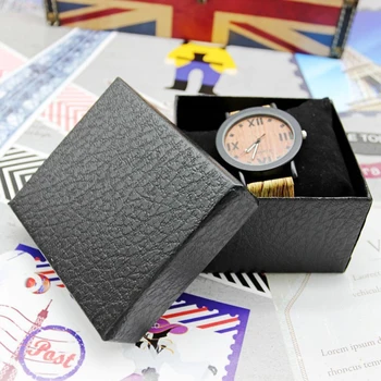 Картонена кутия за часовници с шарени личи от изкуствена кожа, бижута, аксесоари, черна кутия за съхранение, опаковъчна хартия, опаковки, кутии