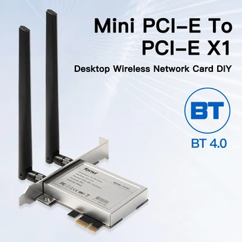 Конвертор адаптер Fenvi Mini PCI-E PCI-E X1, 2*6DBIantenna За Intel, Broadcom Half Size WiFi Network 7260 6300 6250 3160